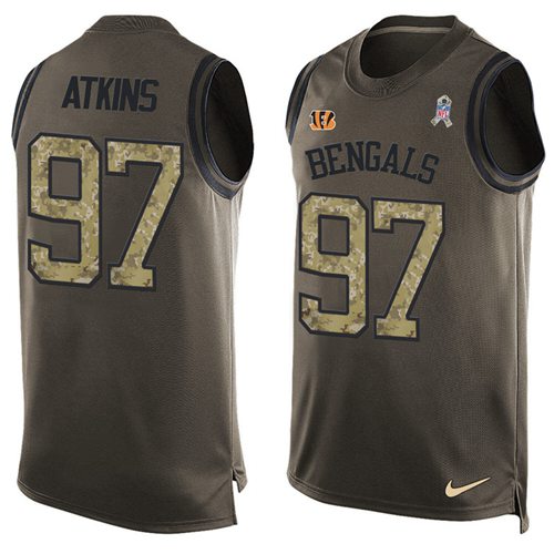 Nike Bengals #97 Geno Atkins Green Men's Stitched NFL Limited Salute To Service Tank Top Jersey